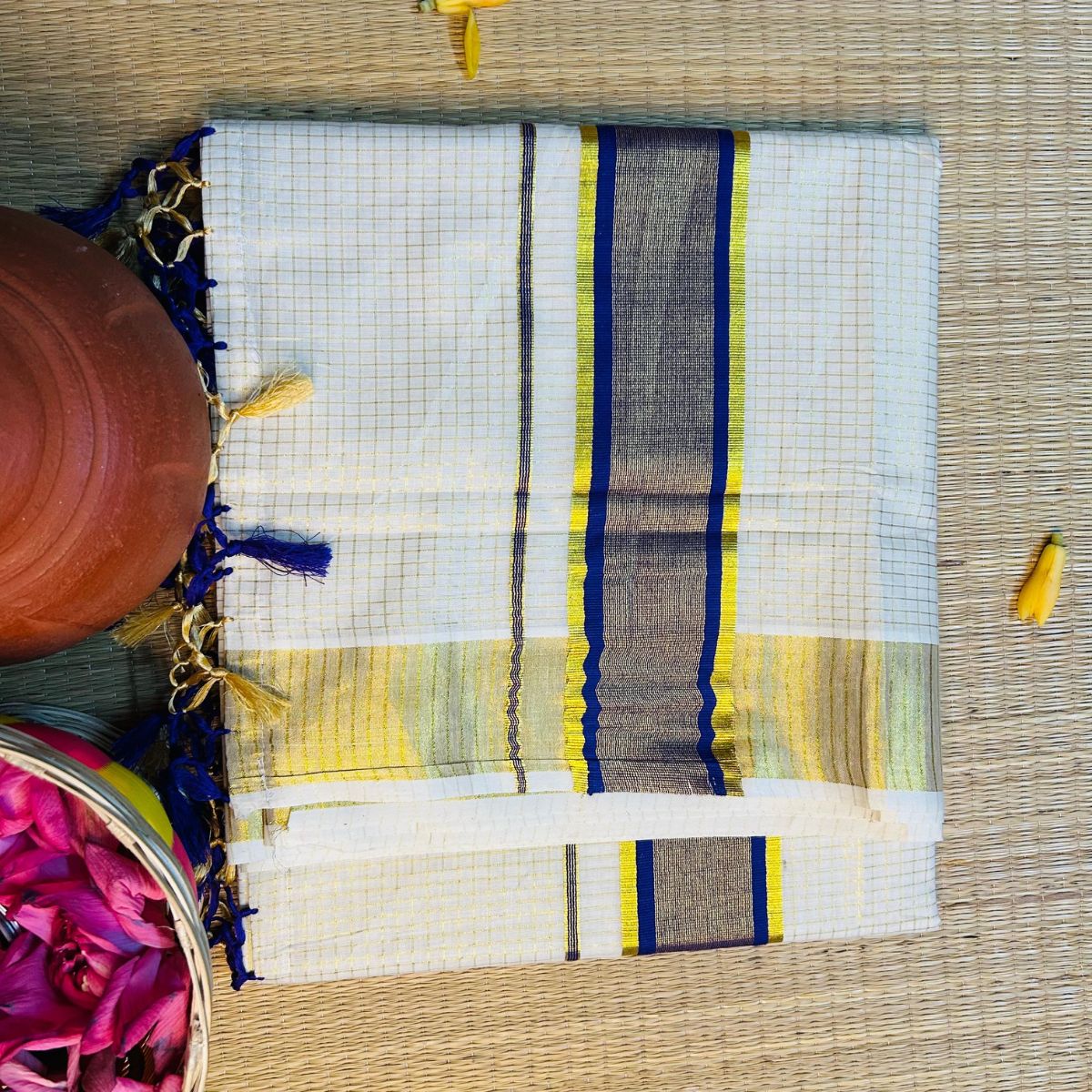 TMR13- Cotton Micro-Check Saree