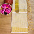TMR14- Radiant Gold Checkered Tissue Saree
