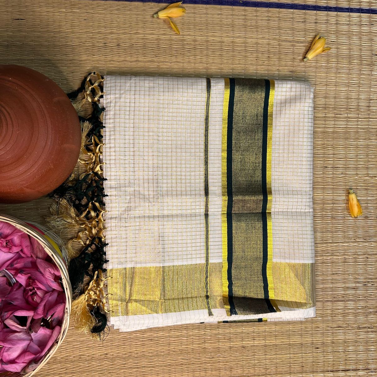 TMR13- Cotton Micro-Check Saree