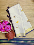 TMR12- Ethereal Lotus Embroidery Tissue Saree