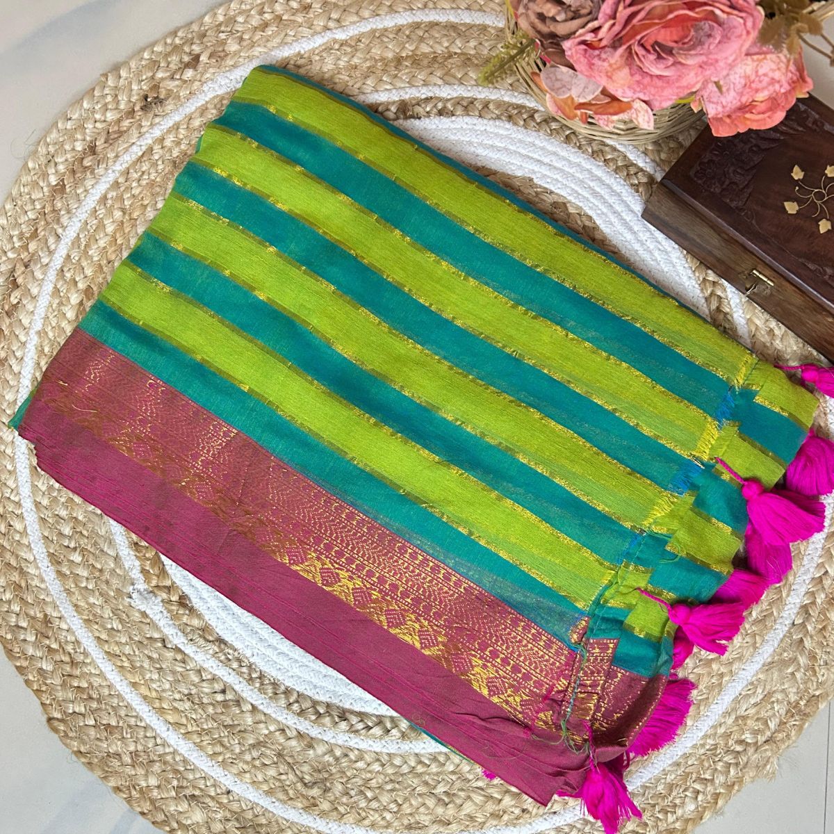 TMR37- Kanchi Border Mul Cotton Saree