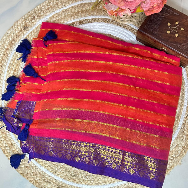 TMR38- Kanchi Border Mul Cotton Saree