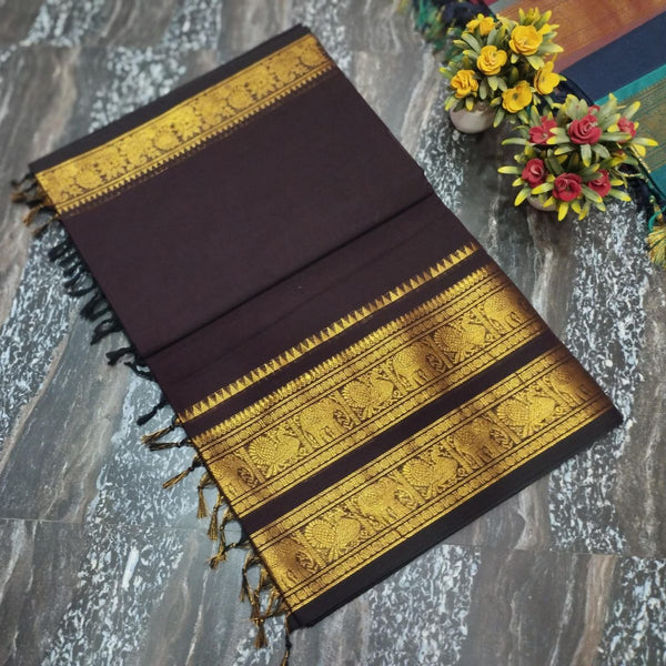 TMR39 - Brown Kanchi Cotton Saree