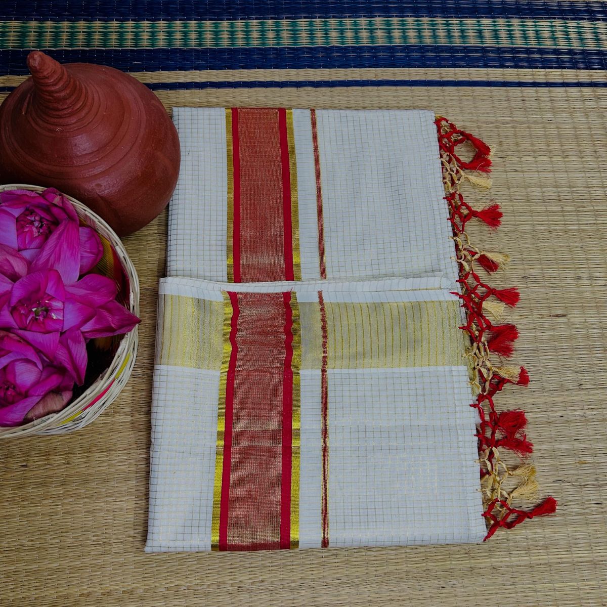 TMR13- Cotton Micro-Check Saree