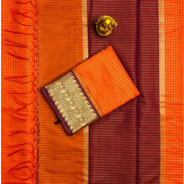 TMR01 - Rust Orange Vintage Silk Saree